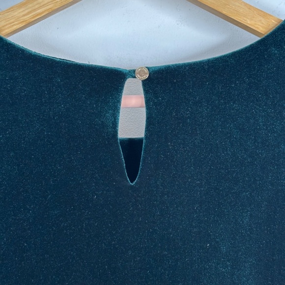 Calvin Klein Velvet Blouse 0X Emerald Green Bell Sleeve Christmas Holiday Photos - Picture 6 of 12